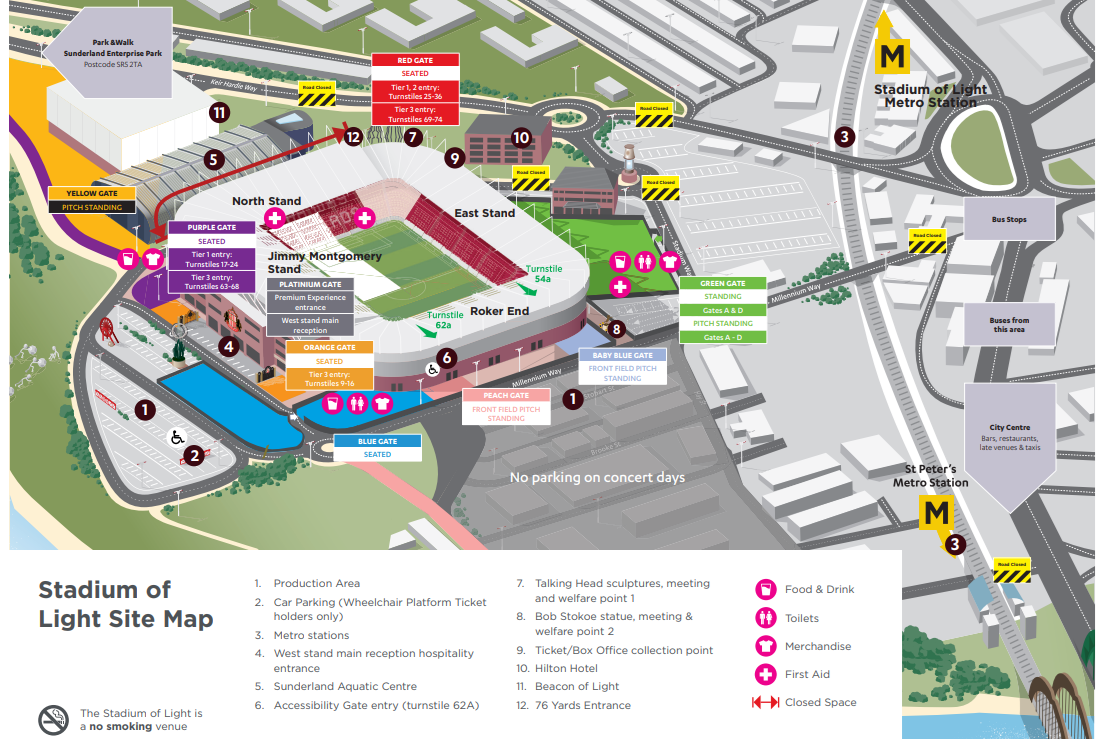 Stadium of Light map